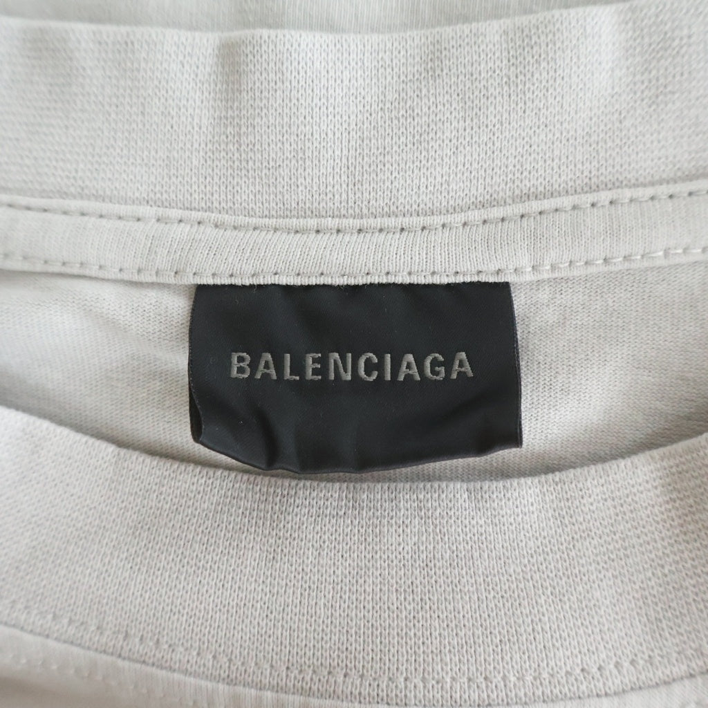 BALENCIAGA(バレンシアガ) ロゴエンブロイダリー クルーネック 半袖Tシャツ カットソー ベージュ 764235 TSV09