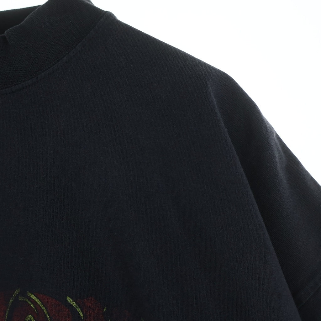 BALENCIAGA(バレンシアガ) ヴィンテージ加工 プリントデザイン クルーネック 半袖Tシャツ カットソー ブラック 739028 TPVM8