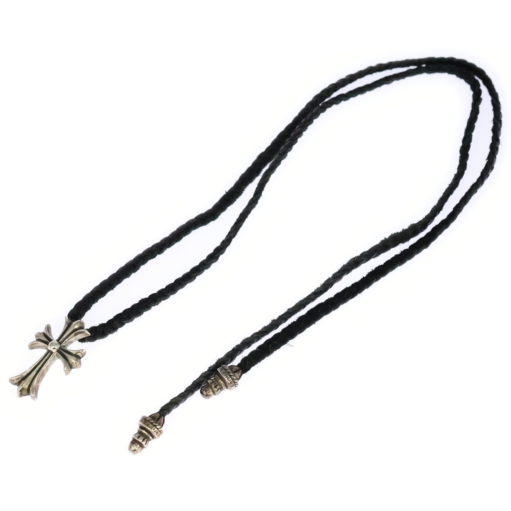 CHROME HEARTS(クロムハーツ) CH CRS SML CL スモールCHクロス クリンプト レザーブレイド ネックレス シルバー/ブラック BCA217