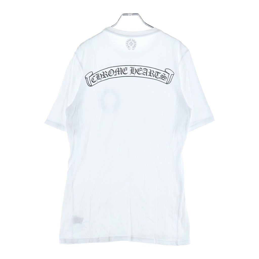 CHROME HEARTS(クロムハーツ) バックスクロールラベルデザイン ホースシュー クルーネック 半袖Tシャツ カットソー ホワイト