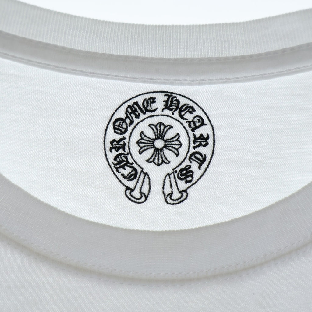 CHROME HEARTS(クロムハーツ) バックスクロールラベルデザイン ホースシュー クルーネック 半袖Tシャツ カットソー ホワイト