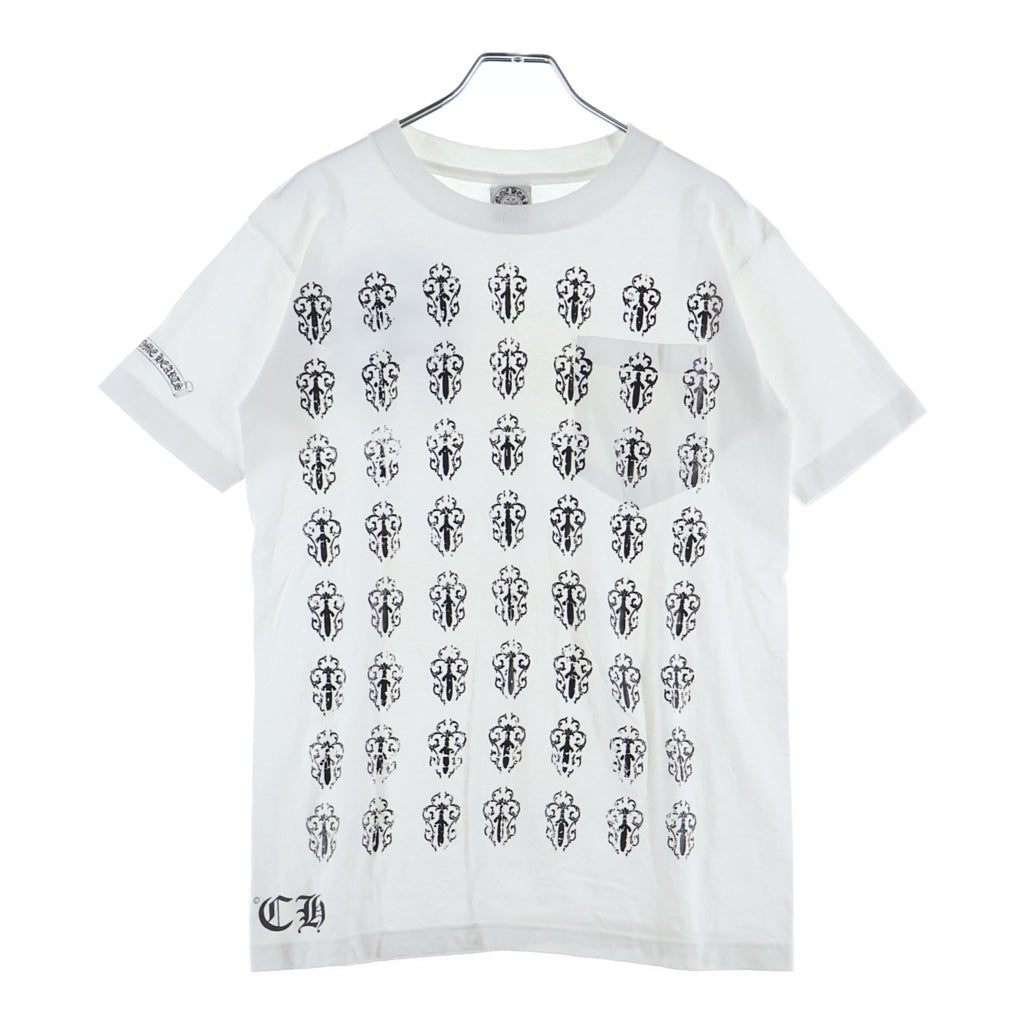CHROME HEARTS(クロムハーツ) OLD S/S オールド 総柄ヴァインダガーデザイン クルーネック 半袖Tシャツ カットソー ホワイト