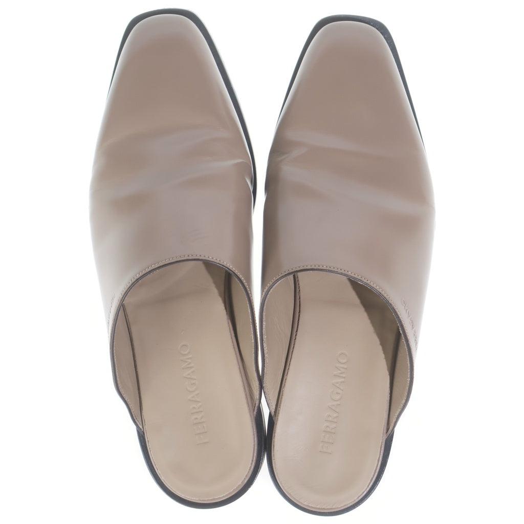 FERRAGAMO(フェラガモ) LEATHER SLIP-ON SANDAL レザー スリッポンサンダル ミュール ベージュ