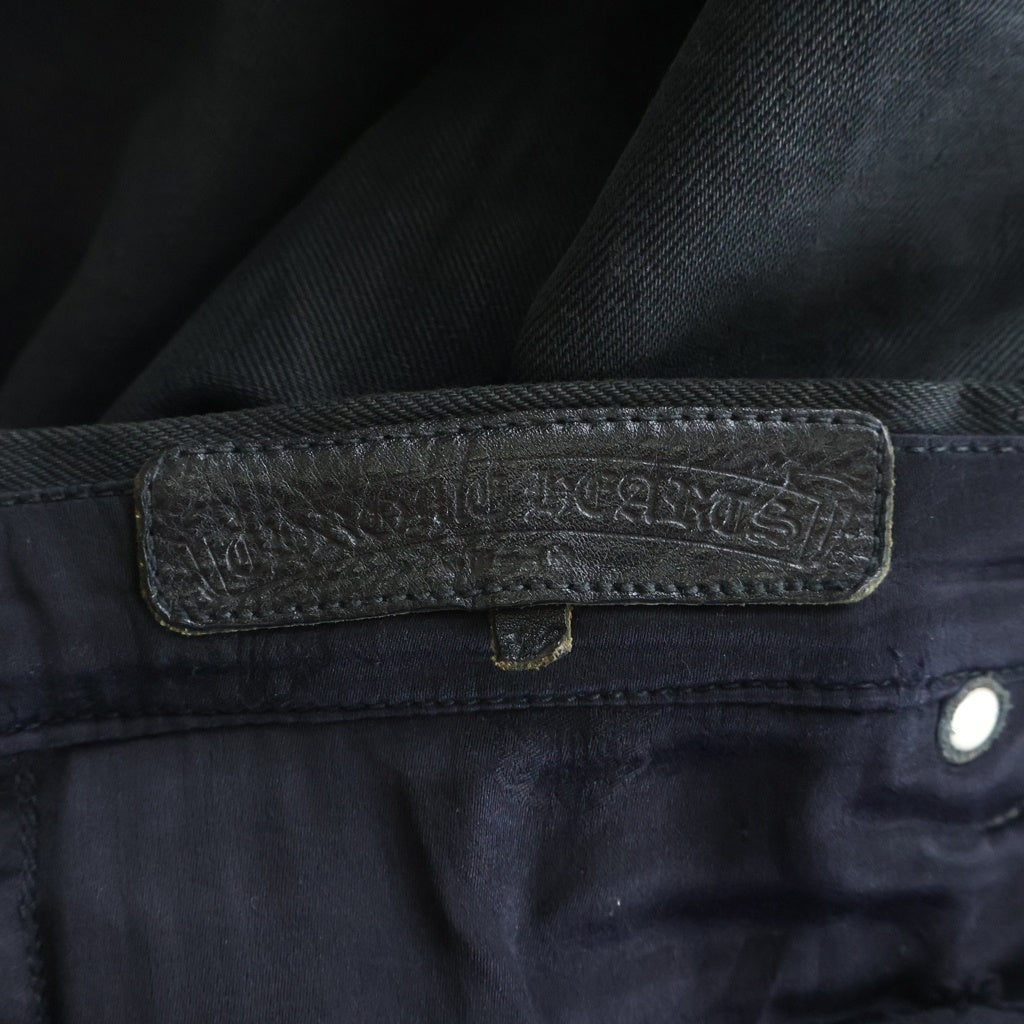 CHROME HEARTS(クロムハーツ) DNM PANTS CRS BTN クロスボールボタン スクロールラベル ボタンフライ デニムパンツ ブラック JVPタグ -