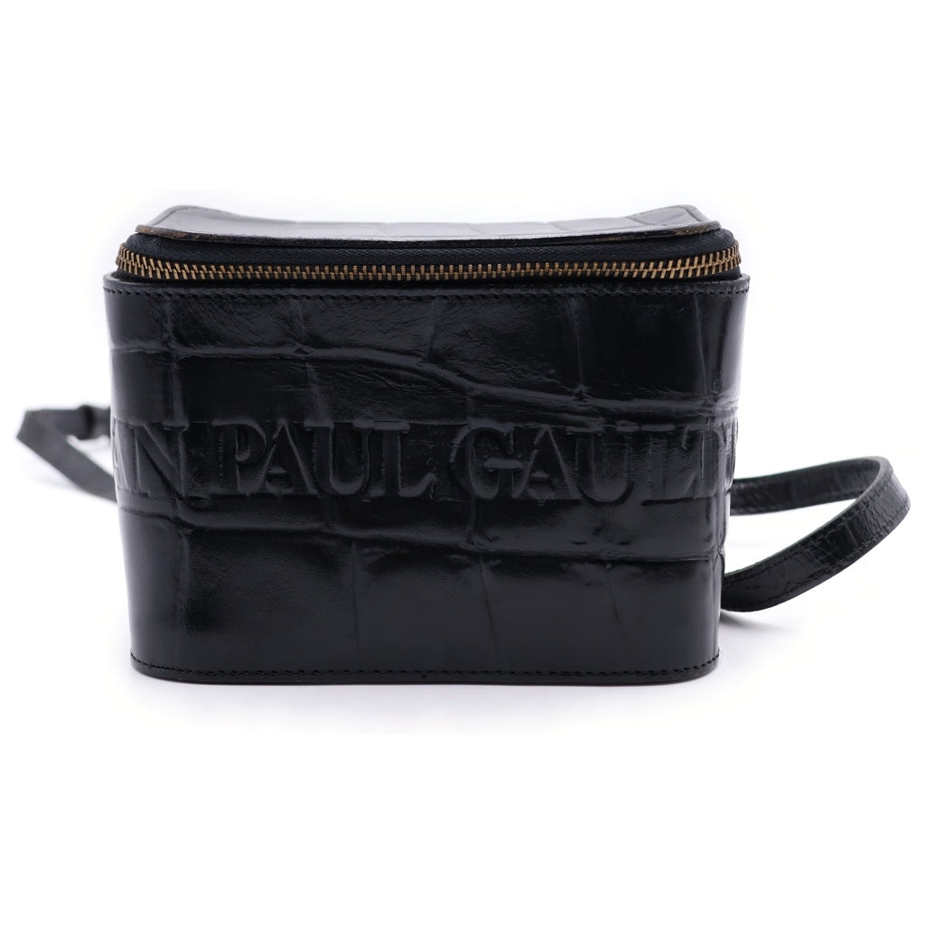 Jean Paul GAULTIER(ジャンポールゴルチエ) クロコ 型押し レザー ショルダーバッグ ブラック レディース