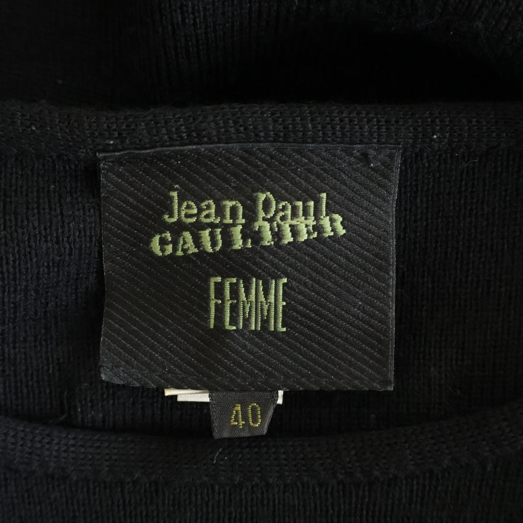 Jean Paul GAULTIER(ジャンポールゴルチエ) ラウンドネック ロング ニット ワンピース ブラック レディース