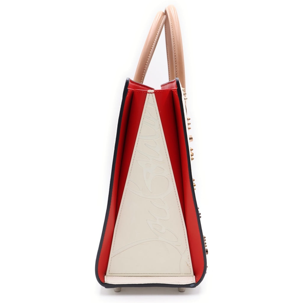 CHRISTIAN LOUBOUTIN(クリスチャンルブタン) PALOMA MEDIUM 2WAY パロマ ミディアム トートバッグ スタッズ パテントレザー ハンドバッグ ショルダーバッグ ホワイト レディース
