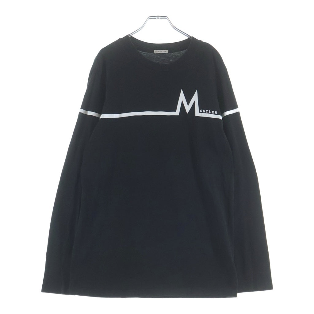 MONCLER(モンクレール) 22AW LS T-SHIRT フロントプリント クルーネック長袖Tシャツカットソー ブラック H20918D00003