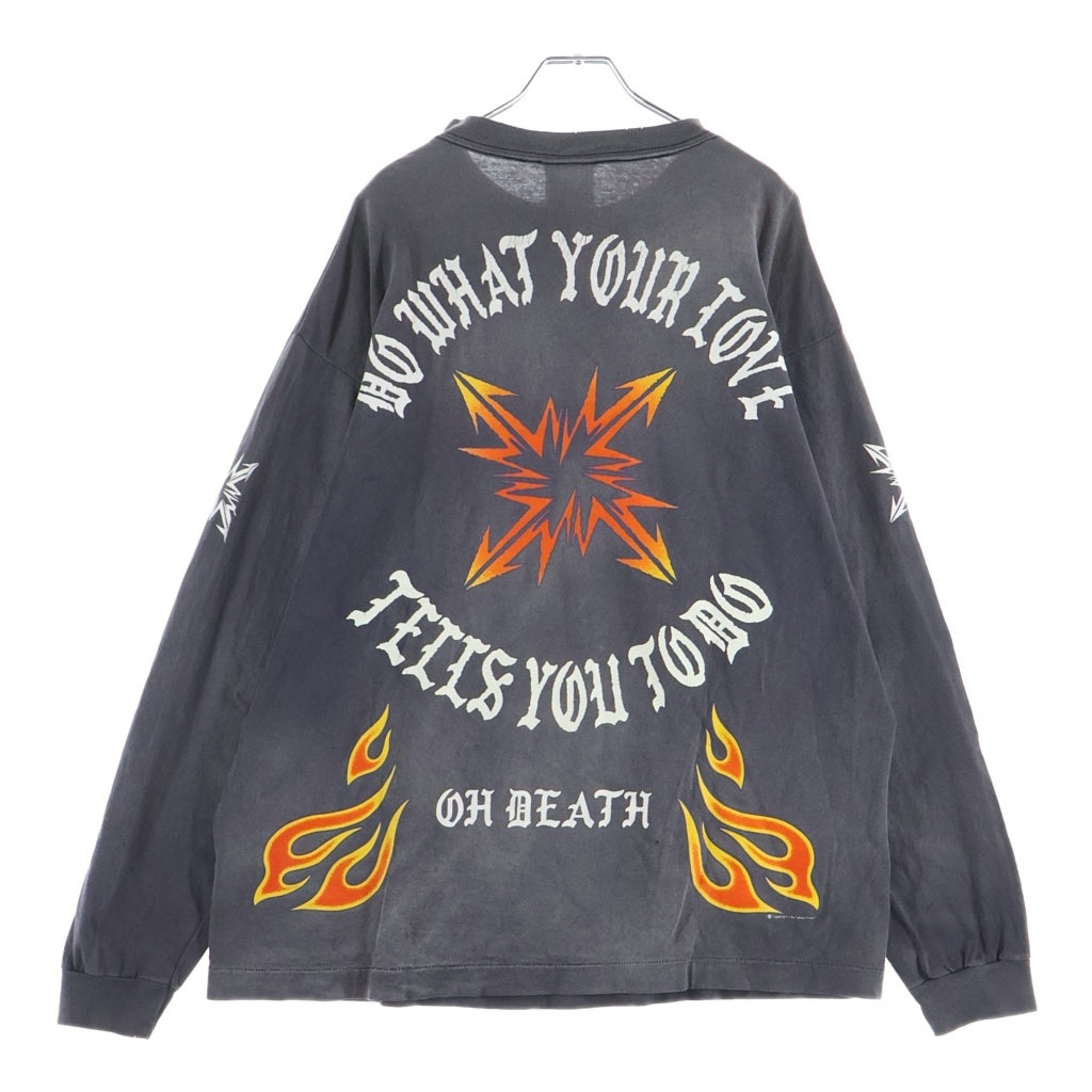 SAINT MICHAEL(セントマイケル) 24SS L/S TEE プリント クルーネック 長袖Tシャツ カットソー ブラック SM-YS8-0000-015
