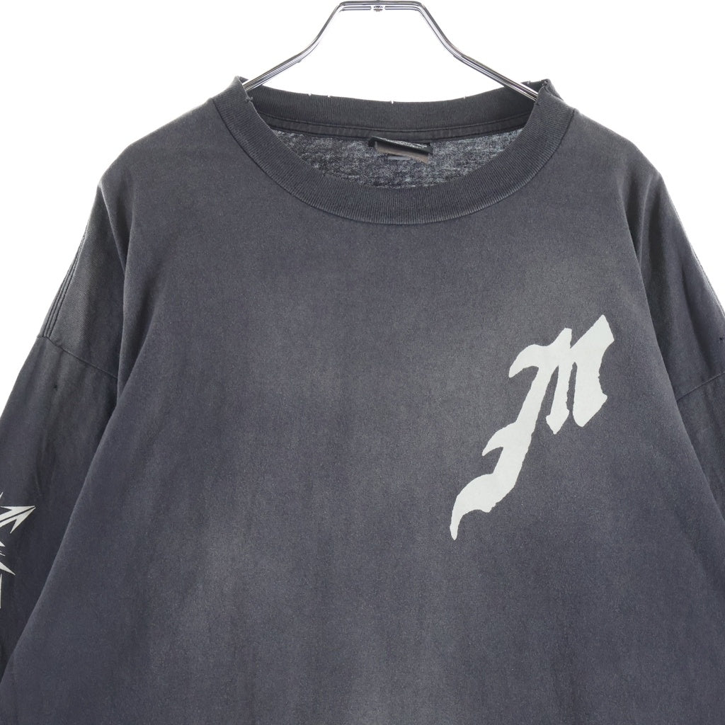 SAINT MICHAEL(セントマイケル) 24SS L/S TEE プリント クルーネック 長袖Tシャツ カットソー ブラック SM-YS8-0000-015