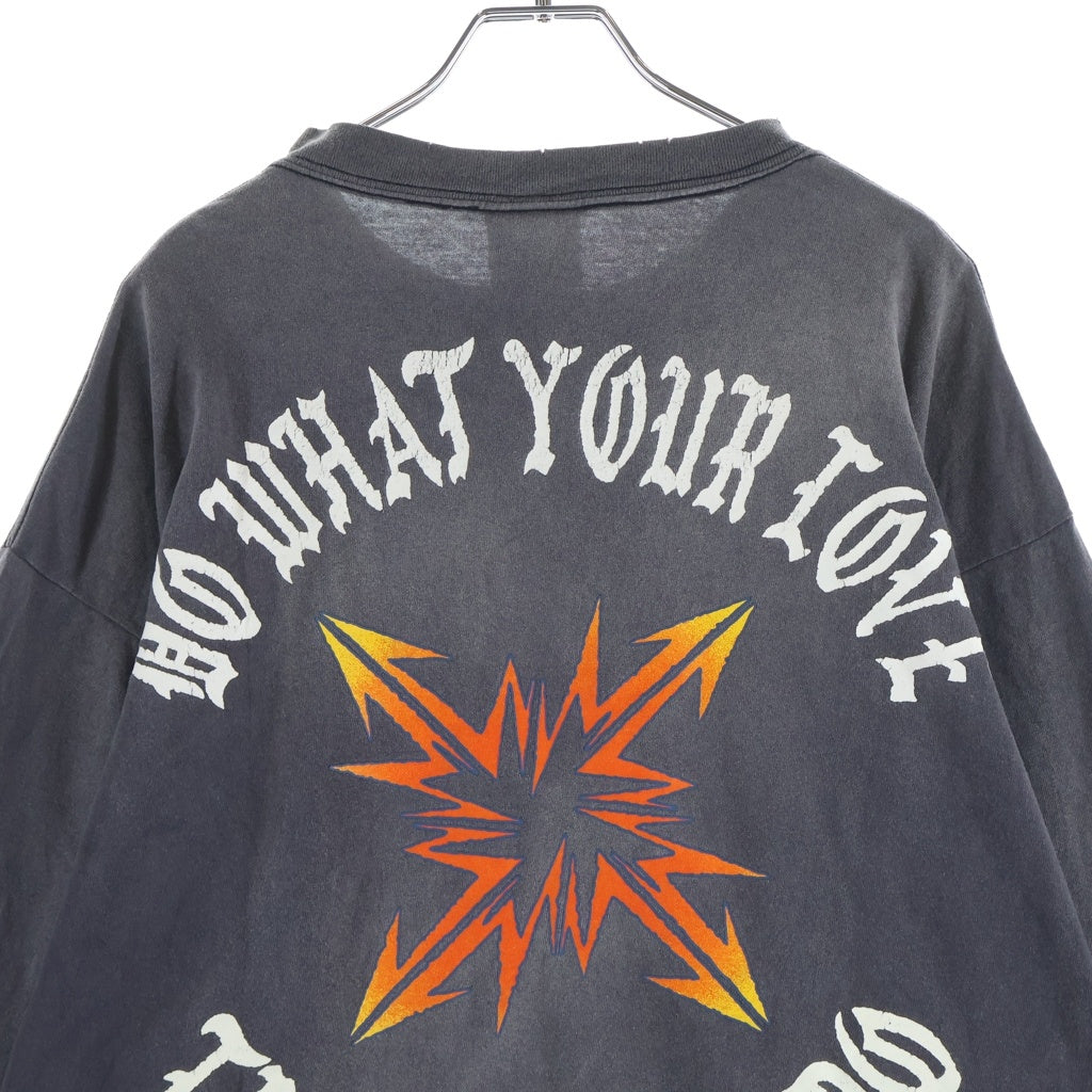SAINT MICHAEL(セントマイケル) 24SS L/S TEE プリント クルーネック 長袖Tシャツ カットソー ブラック SM-YS8-0000-015