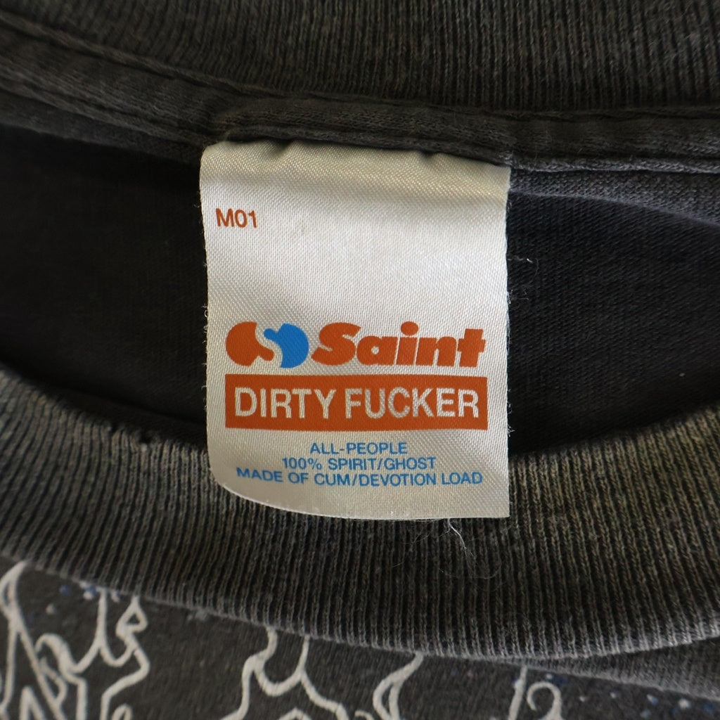 SAINT MICHAEL(セントマイケル) 26SS JESUS SS T-SHIRT ジーザス プリント クルーネック 半袖Tシャツ カットソー ブラック SM-MK8-0000-002