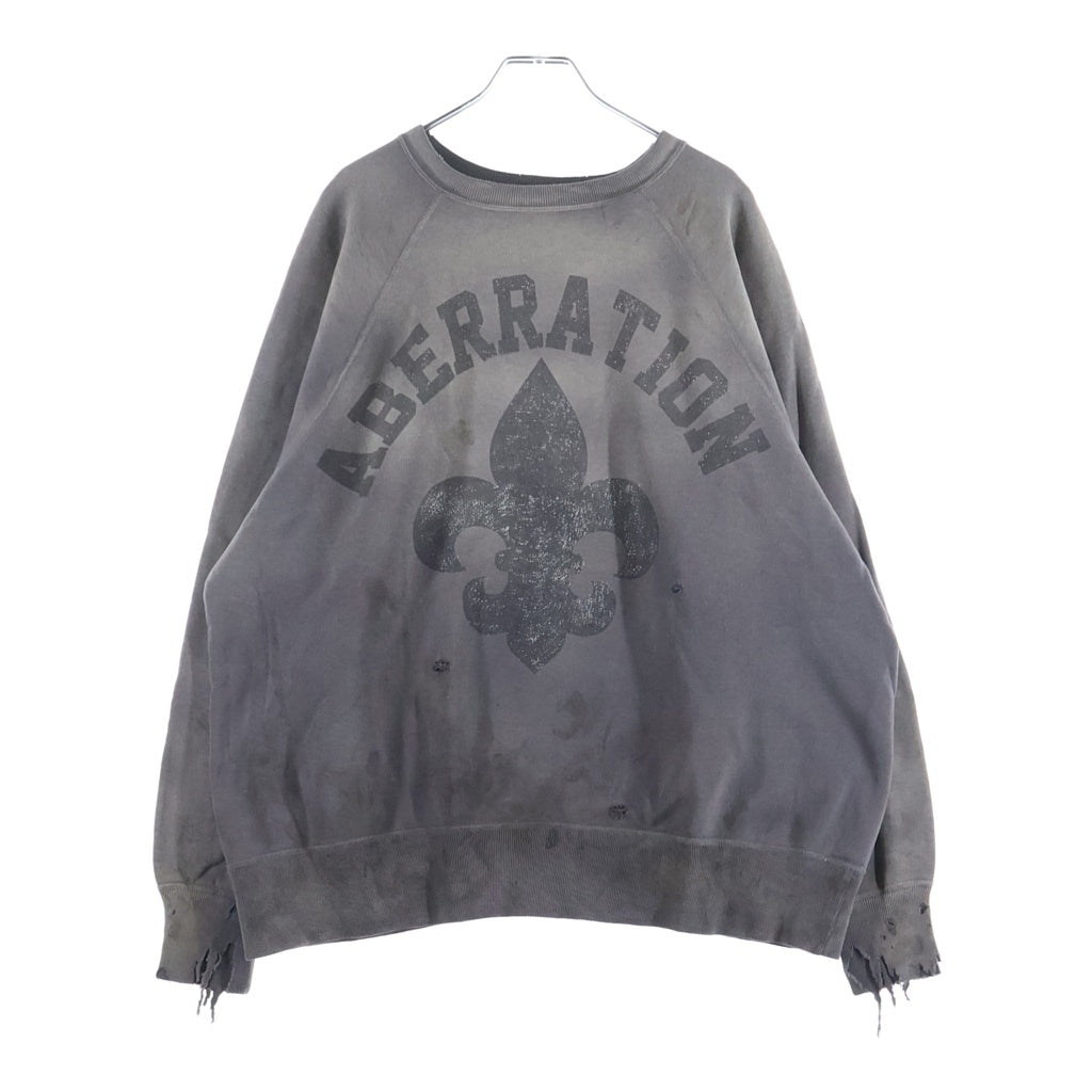 SAINT MICHAEL(セントマイケル) 26SS CREW NECK SWEAT ABBERATION ヴィンテージ加工 プリント クルーネック スウェットトレーナー ブラック SM-MK8-0000-054