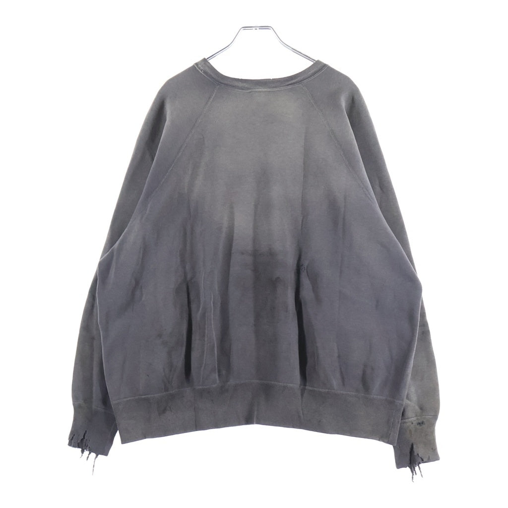 SAINT MICHAEL(セントマイケル) 26SS CREW NECK SWEAT ABBERATION ヴィンテージ加工 プリント クルーネック スウェットトレーナー ブラック SM-MK8-0000-054