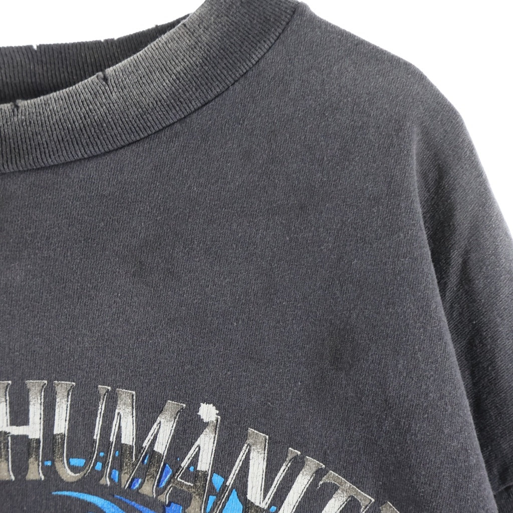 SAINT MICHAEL(セントマイケル) 24AW LS TEE BTFL BASTARS ヴィンテージ加工 両面アームプリント クルーネック 長袖Tシャツ カットソー ブラック SM-YS1-0000-013