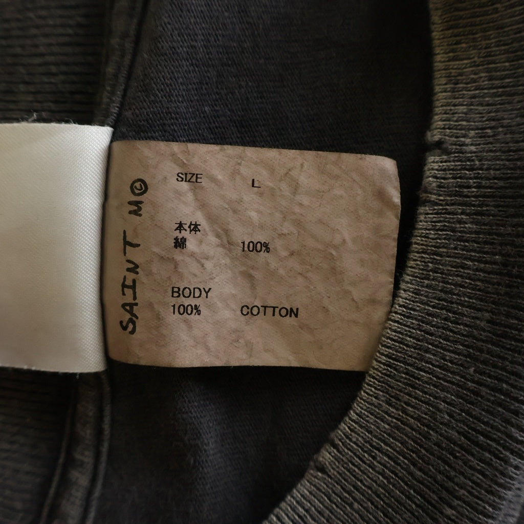 SAINT MICHAEL(セントマイケル) 24AW LS TEE BTFL BASTARS ヴィンテージ加工 両面アームプリント クルーネック 長袖Tシャツ カットソー ブラック SM-YS1-0000-013