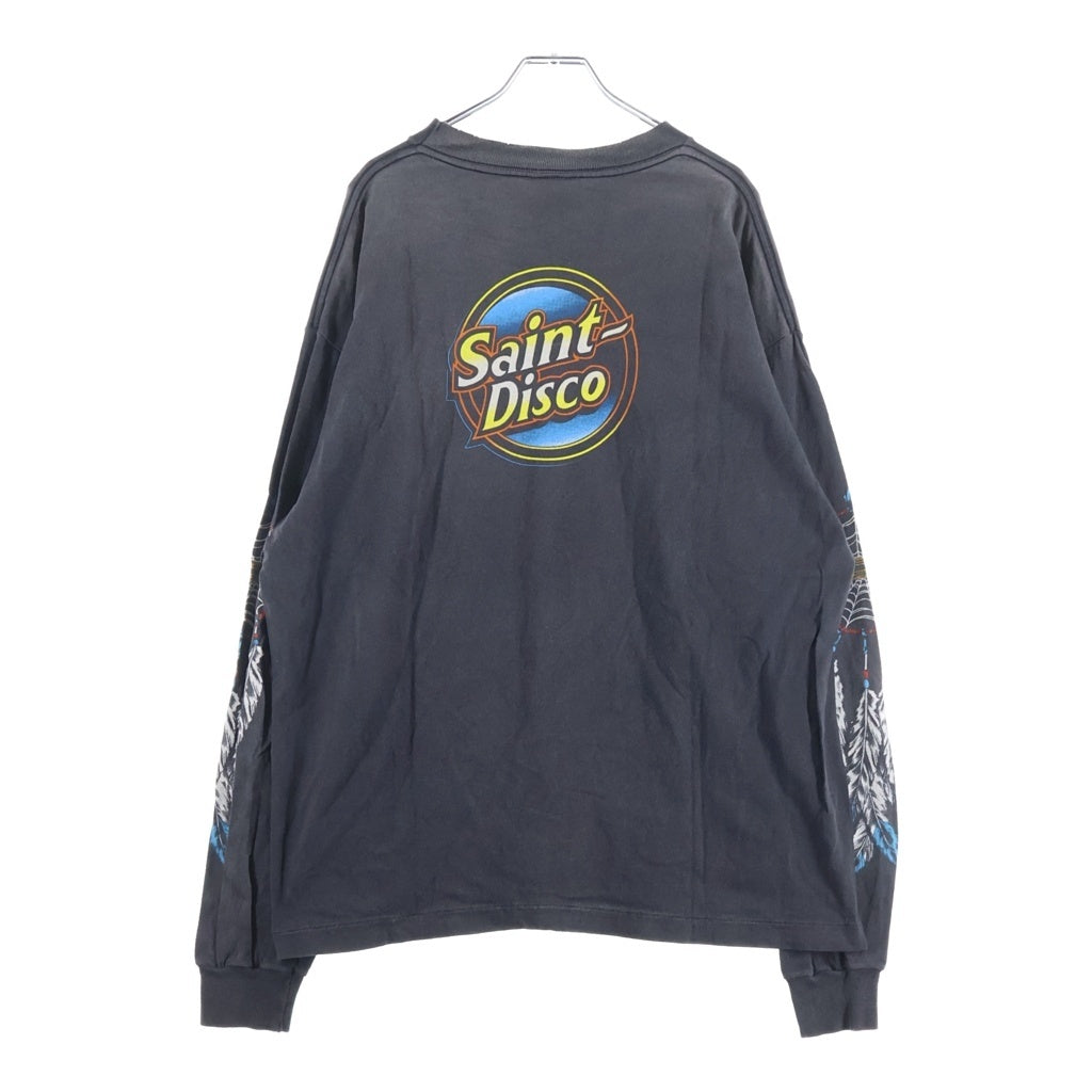 SAINT MICHAEL(セントマイケル) 25SS ×TEFLON DISCO LS TEE テフロン ディスコ加工 クルーネック 長袖Tシャツ カットソー ブラック SM-HR8-0000-C40