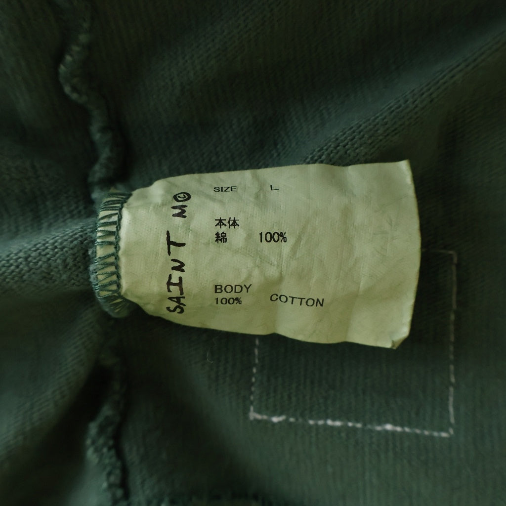 SAINT MICHAEL(セントマイケル) 26SS FOOTBALL SWEAT/WILD GOD フットボール ナンバリング ヴィンテージ加工 クルーネック スウェットトレーナー グリーン SM-MK8-0000-056