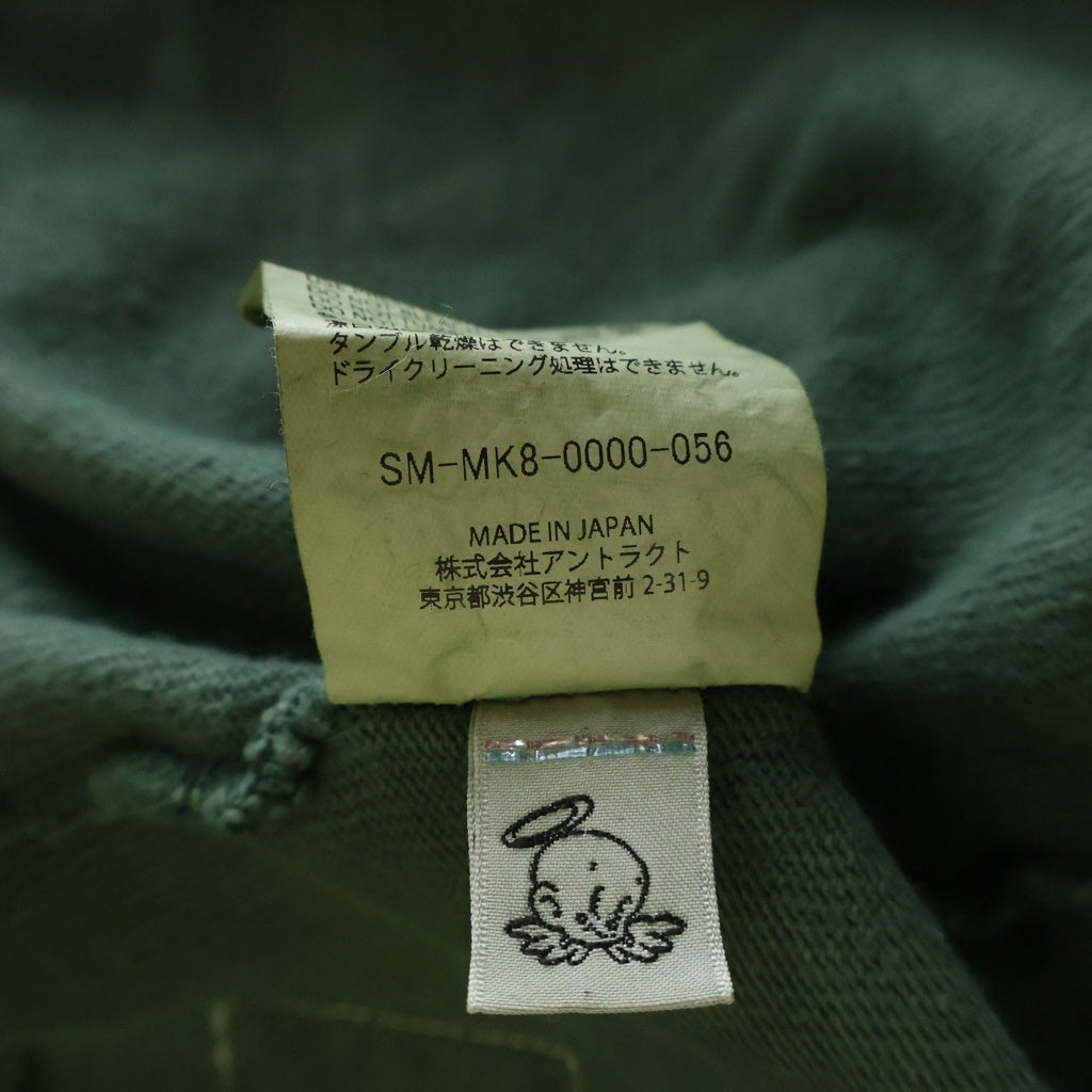 SAINT MICHAEL(セントマイケル) 26SS FOOTBALL SWEAT/WILD GOD フットボール ナンバリング ヴィンテージ加工 クルーネック スウェットトレーナー グリーン SM-MK8-0000-056
