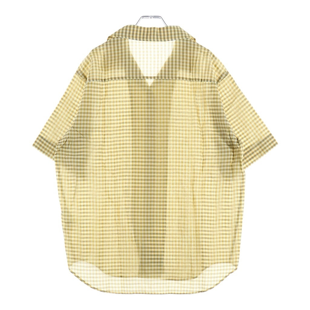 AURALEE(オーラリー) 26SS AIRY LIGHT COTTON CHECK HALF SLEEVED SHIRT チェック柄 オープンカラー半袖シャツ イエロー A26SS02GC