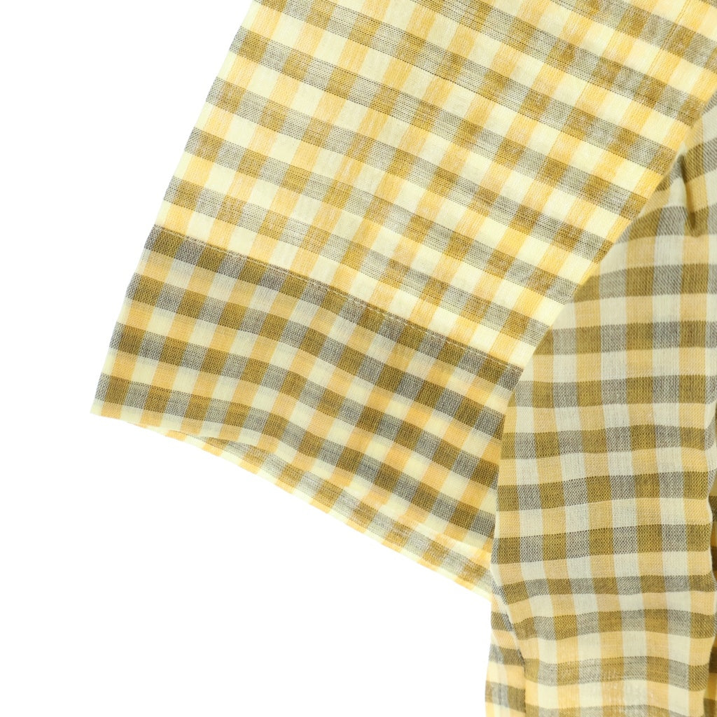 AURALEE(オーラリー) 26SS AIRY LIGHT COTTON CHECK HALF SLEEVED SHIRT チェック柄 オープンカラー半袖シャツ イエロー A26SS02GC