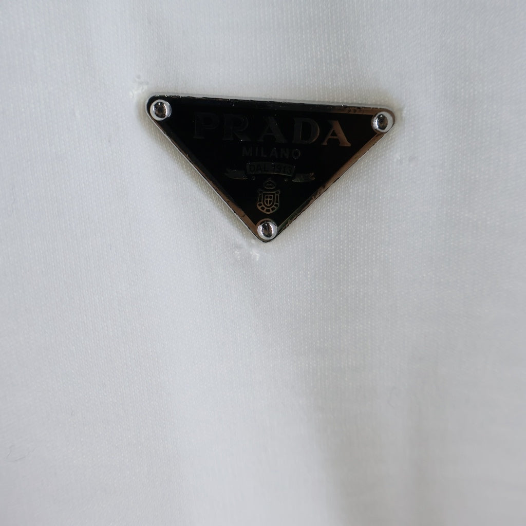PRADA(プラダ) 26SS トライアングルロゴプレート クルーネック 半袖Tシャツ カットソー ホワイト UJN954 S000 240