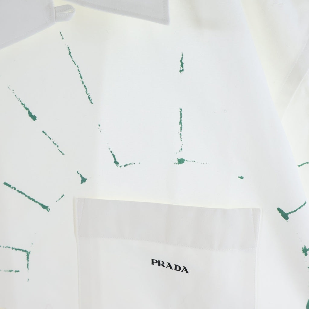 PRADA(プラダ) 26SS Printed Cotton Bowling Shirt グラフィックプリント コットン オープンカラー ボウリング 半袖シャツ ホワイト UCS414 SUMO 184H