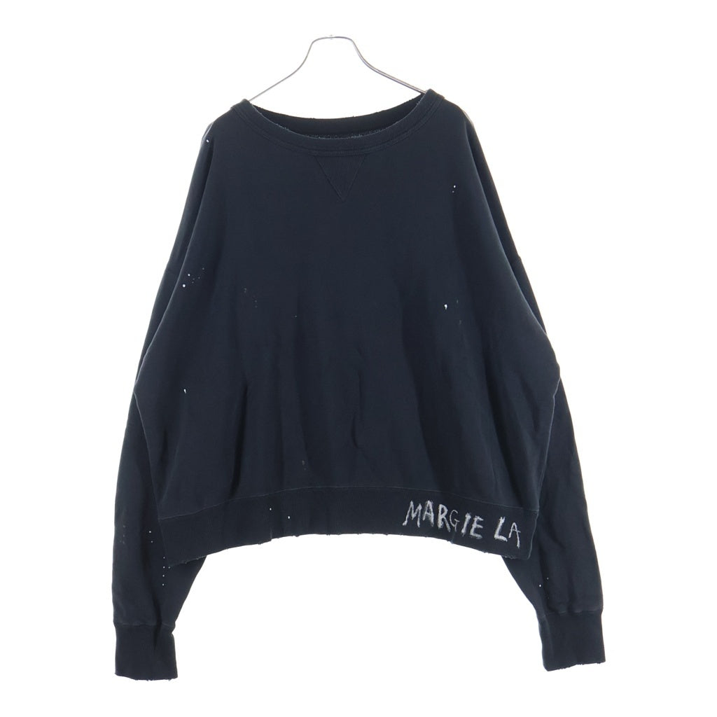 Maison Margiela(メゾンマルジェラ) 25SS グラフィックロゴプリント ペイント ダメージ加工 クルーネック スウェットトレーナー ブラック S50GU0237 M25019