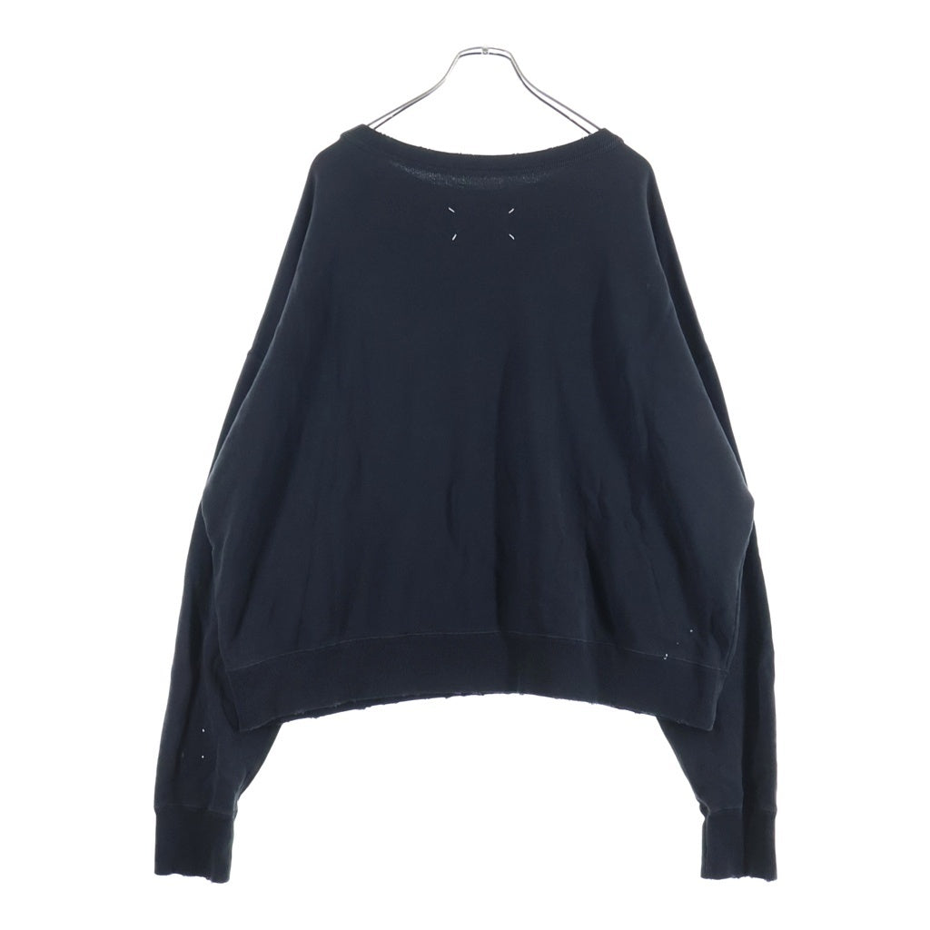 Maison Margiela(メゾンマルジェラ) 25SS グラフィックロゴプリント ペイント ダメージ加工 クルーネック スウェットトレーナー ブラック S50GU0237 M25019