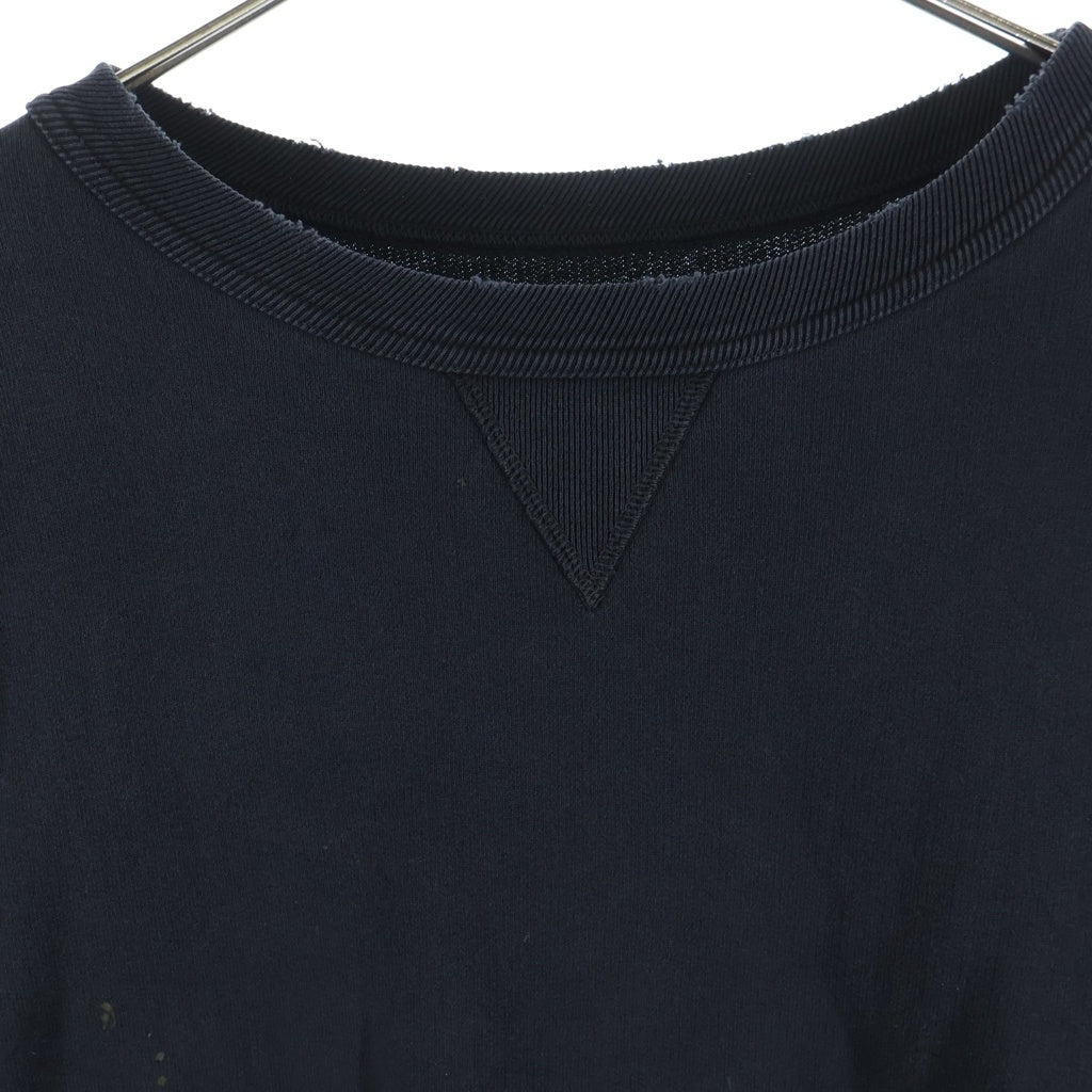 Maison Margiela(メゾンマルジェラ) 25SS グラフィックロゴプリント ペイント ダメージ加工 クルーネック スウェットトレーナー ブラック S50GU0237 M25019