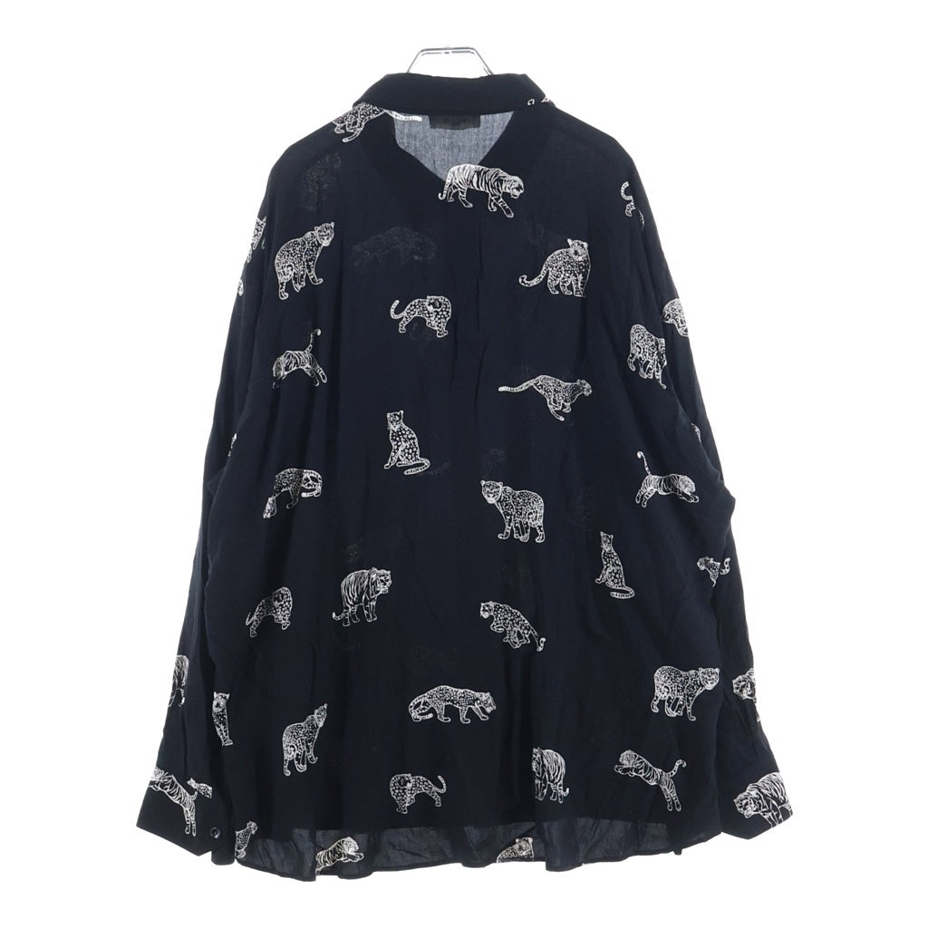 CELINE(セリーヌ) 22SS アニマル総柄 レーヨン 長袖シャツ ブラック 2C718362Q