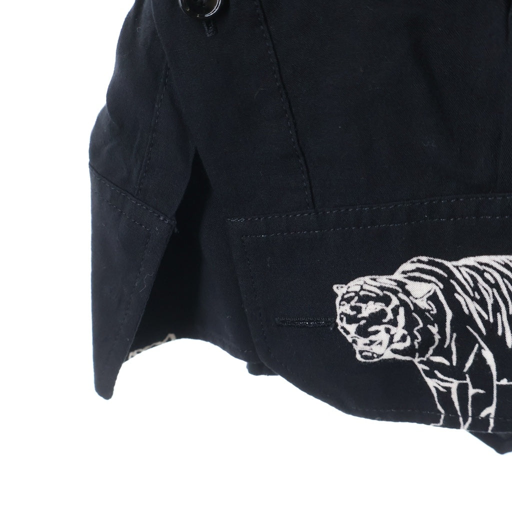 CELINE(セリーヌ) 22SS アニマル総柄 レーヨン 長袖シャツ ブラック 2C718362Q