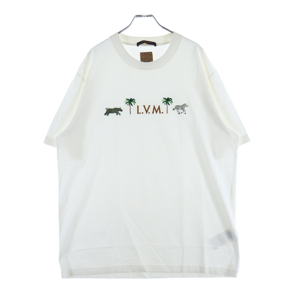 LOUIS VUITTON(ルイヴィトン) 26SS ザ ダージリン リミテッド アニマル エンブロイダリー ロゴ刺繍 クルーネック 半袖Tシャツ カットソー ホワイト RM261M NPG HUY90W