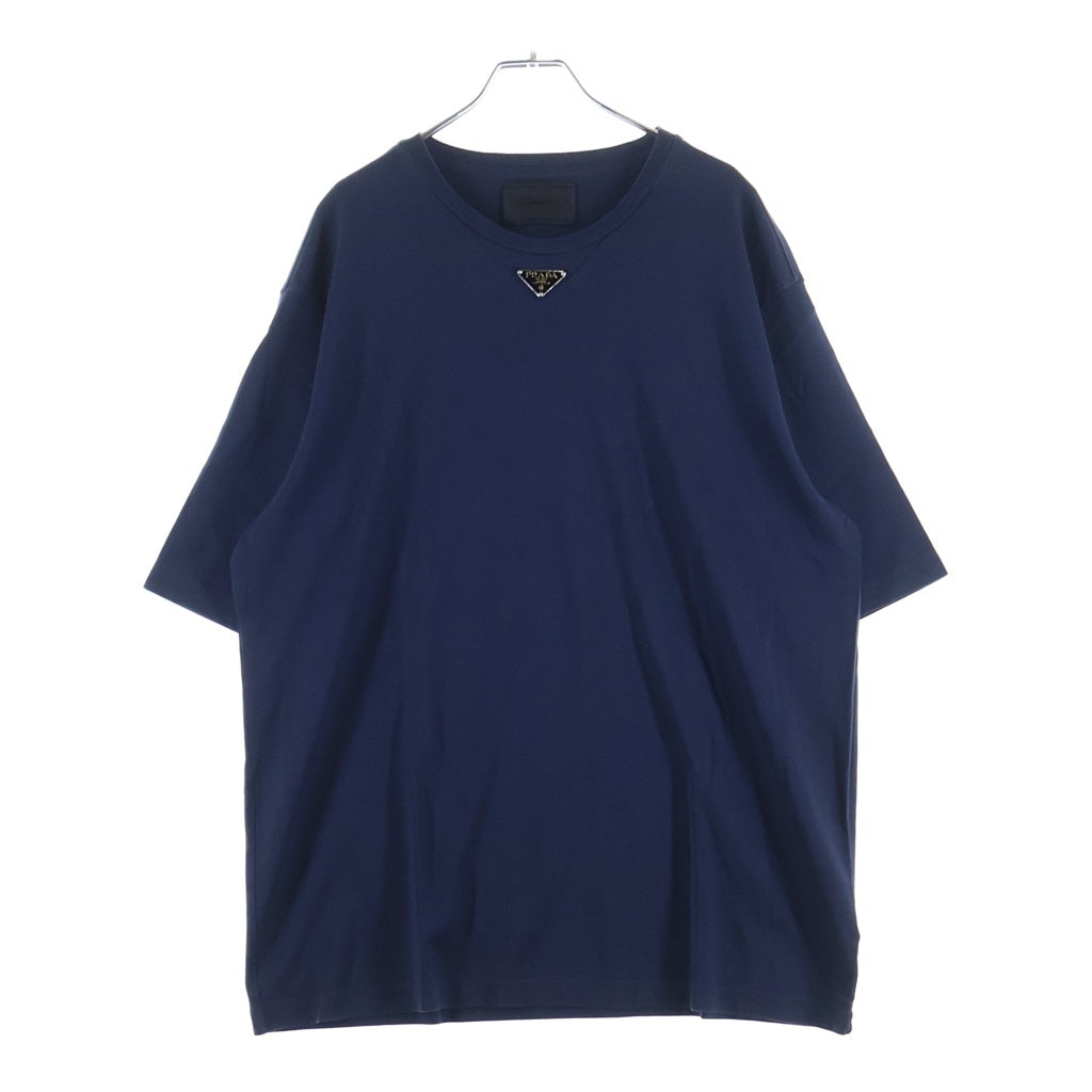 PRADA(プラダ) 23SS トライアングルロゴプレート クルーネック 半袖Tシャツ カットソー ネイビー UJN861 S232 240