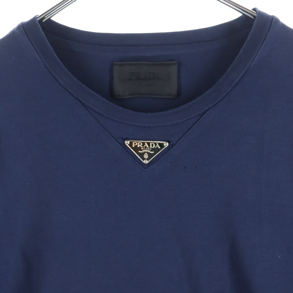 PRADA(プラダ) 23SS トライアングルロゴプレート クルーネック 半袖Tシャツ カットソー ネイビー UJN861 S232 240