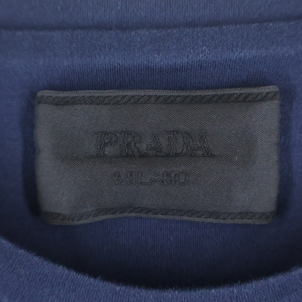 PRADA(プラダ) 23SS トライアングルロゴプレート クルーネック 半袖Tシャツ カットソー ネイビー UJN861 S232 240