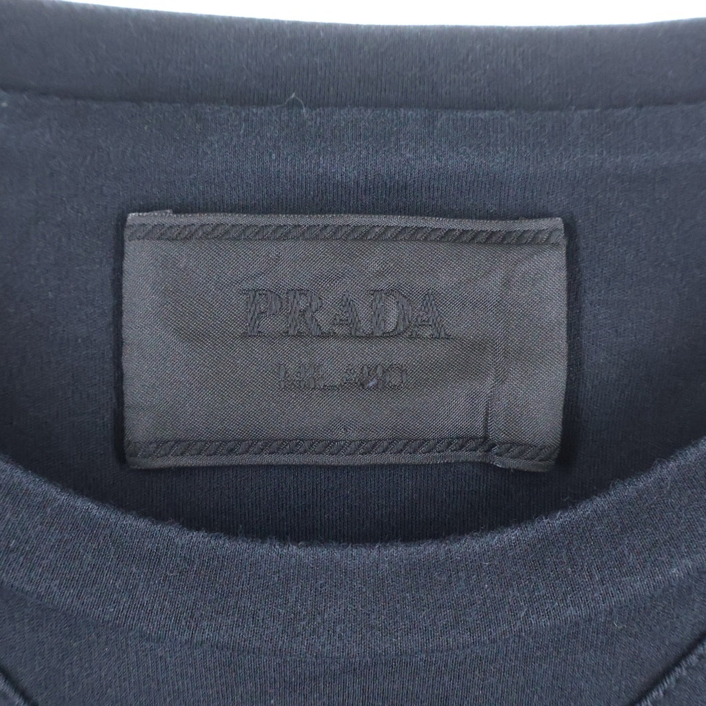 PRADA(プラダ) 23SS トライアングルロゴプレート クルーネック 半袖Tシャツ カットソー ブラック UJN861 S232 240