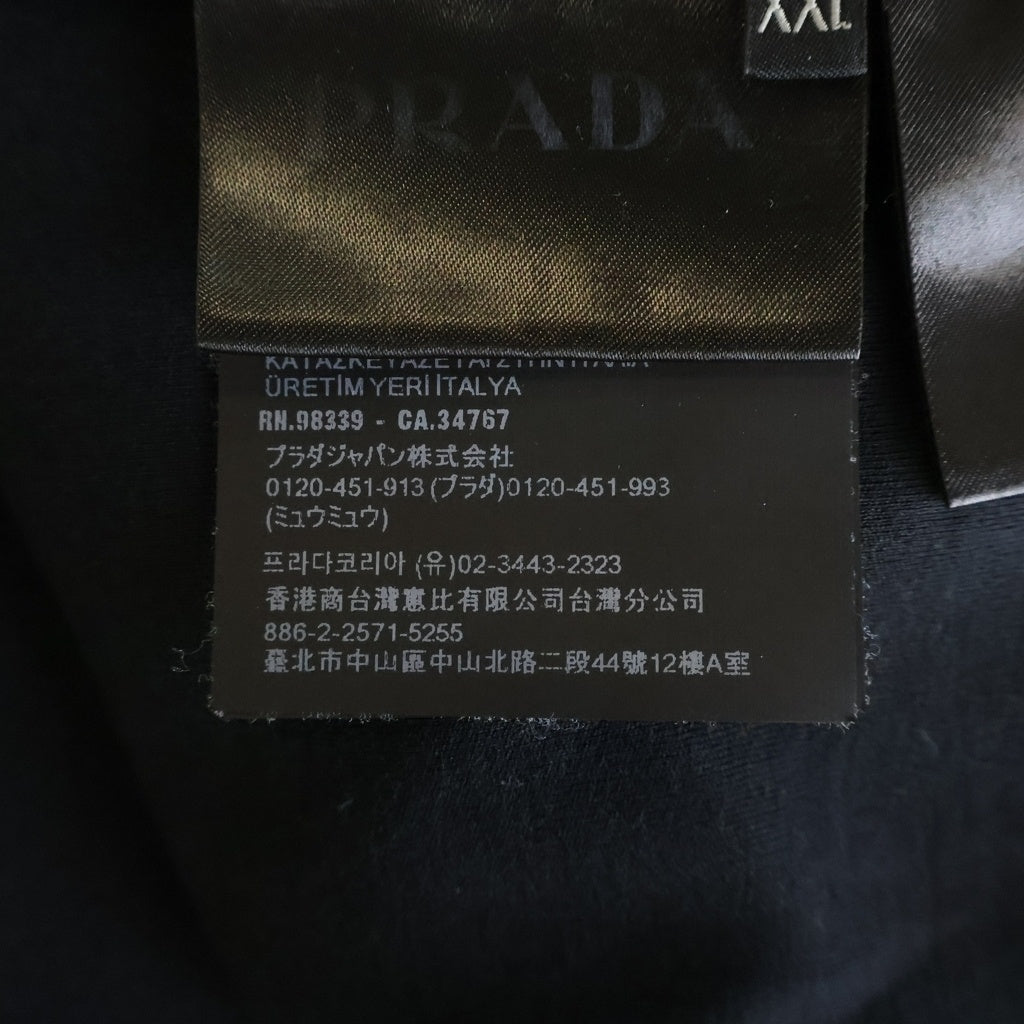 PRADA(プラダ) 23SS トライアングルロゴプレート クルーネック 半袖Tシャツ カットソー ブラック UJN861 S232 240
