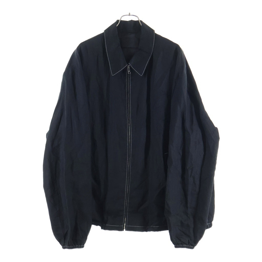PRADA(プラダ) トライアングルロゴ ステッチデザイン リネン ジップアップ ジャケット ブルゾン ブラック SGC767 S000 11T7