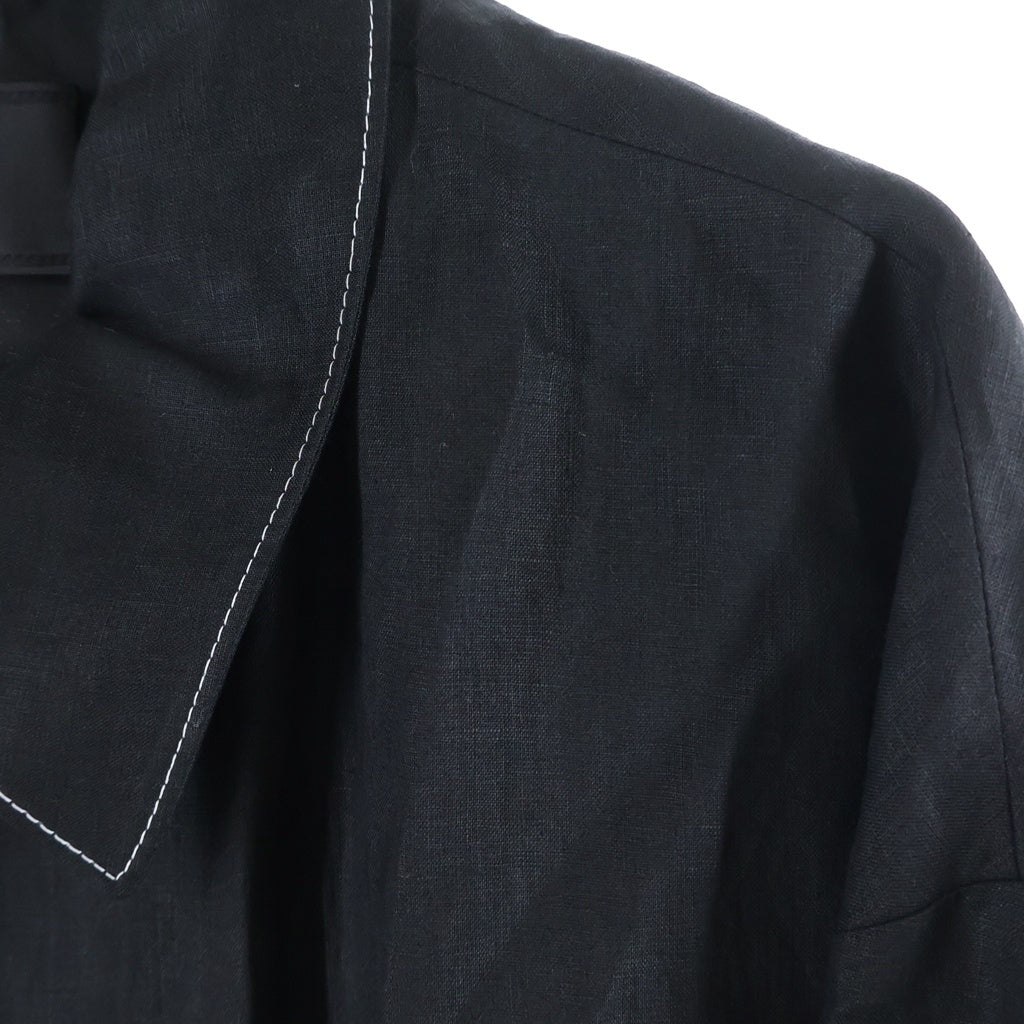 PRADA(プラダ) トライアングルロゴ ステッチデザイン リネン ジップアップ ジャケット ブルゾン ブラック SGC767 S000 11T7
