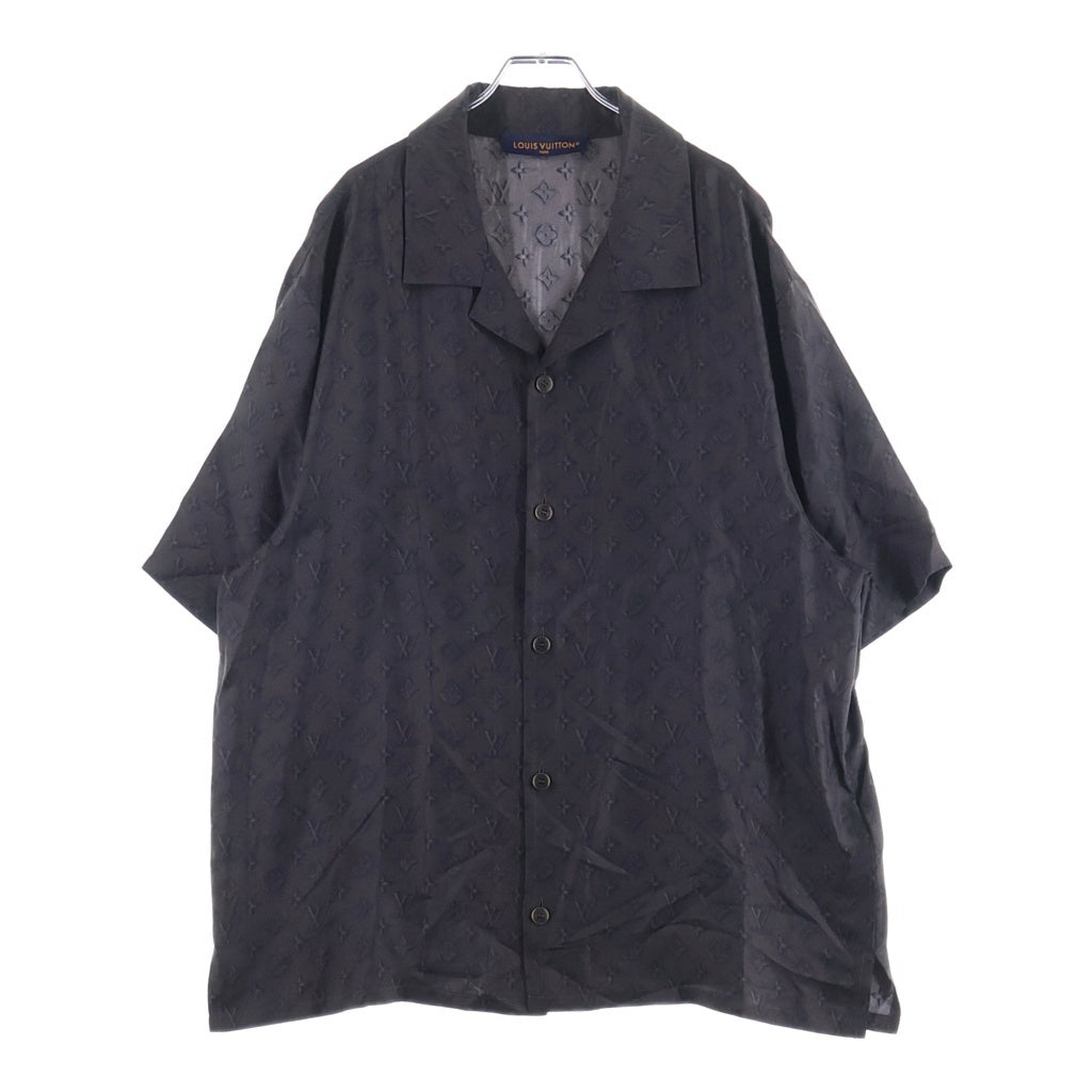 LOUIS VUITTON(ルイヴィトン) 25SS モノグラム 総柄 オープンカラー シルク ボウリング 半袖シャツ ブラウン RM251M SSP HSS70W