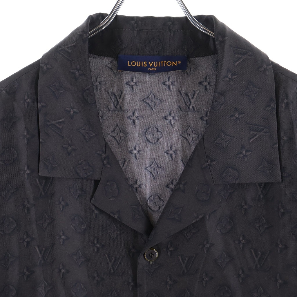 LOUIS VUITTON(ルイヴィトン) 25SS モノグラム 総柄 オープンカラー シルク ボウリング 半袖シャツ ブラウン RM251M SSP HSS70W