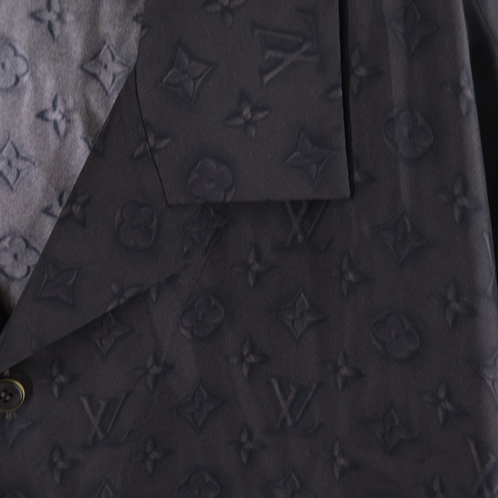 LOUIS VUITTON(ルイヴィトン) 25SS モノグラム 総柄 オープンカラー シルク ボウリング 半袖シャツ ブラウン RM251M SSP HSS70W