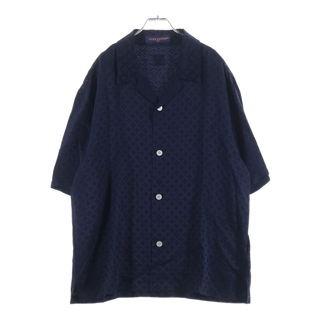 LOUIS VUITTON(ルイヴィトン) 25AW モノグラム グラフィック ジャガード 総柄 レーヨン オープンカラー 半袖シャツ ネイビー RM252M WYK HTS72W