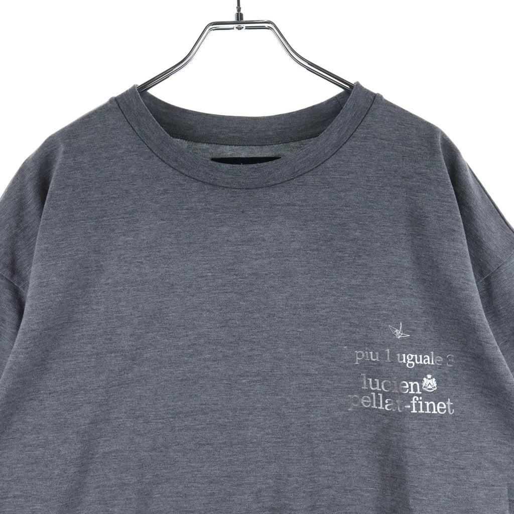 1 PIU 1 UGUALE 3 RELAX(ウノピゥウノウグァーレトレ) ×Lucien Pellat-Finetト CAMO LEAF R-NECK TEE ルシアンペラフィネ バックカモリーフ クルーネック 半袖Tシャツ カットソー グレー MRT290