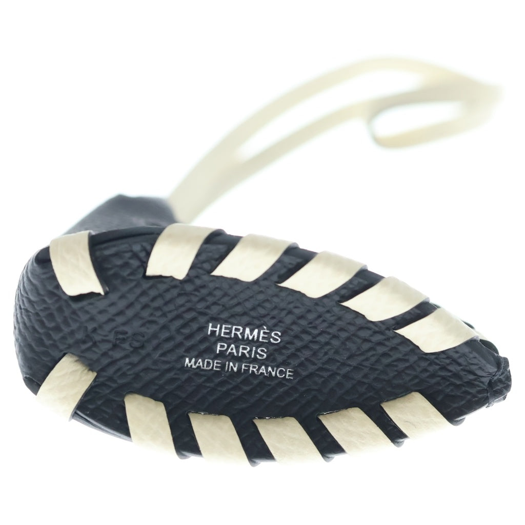 HERMES(エルメス) シュバル トレッセ ヴォーエプソン レザー バッグチャーム ブラック/ホワイト K刻印 -