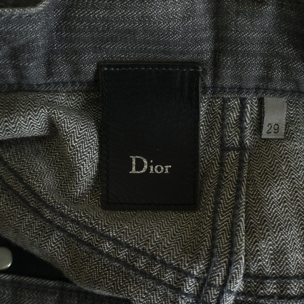 Dior HOMME(ディオールオム) ボタンフライ ストライプ ストレート デニム パンツ グレー