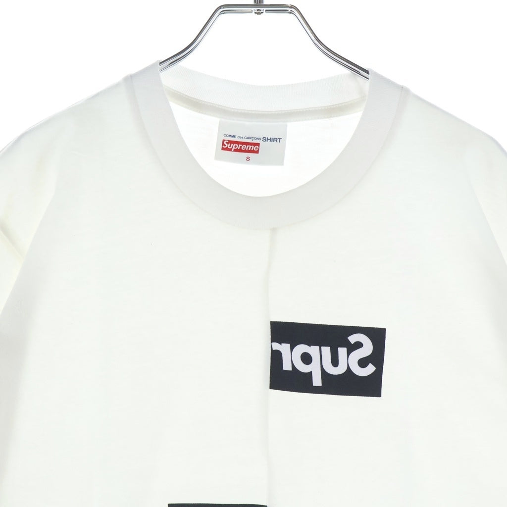 SUPREME(シュプリーム) 18AW ×COMME DES GARCONS SHIRT Split Box Logo Tee コムデギャルソンシャツ スプリットボックスロゴデザイン クルーネック 半袖Tシャツ カットソー ホワイト