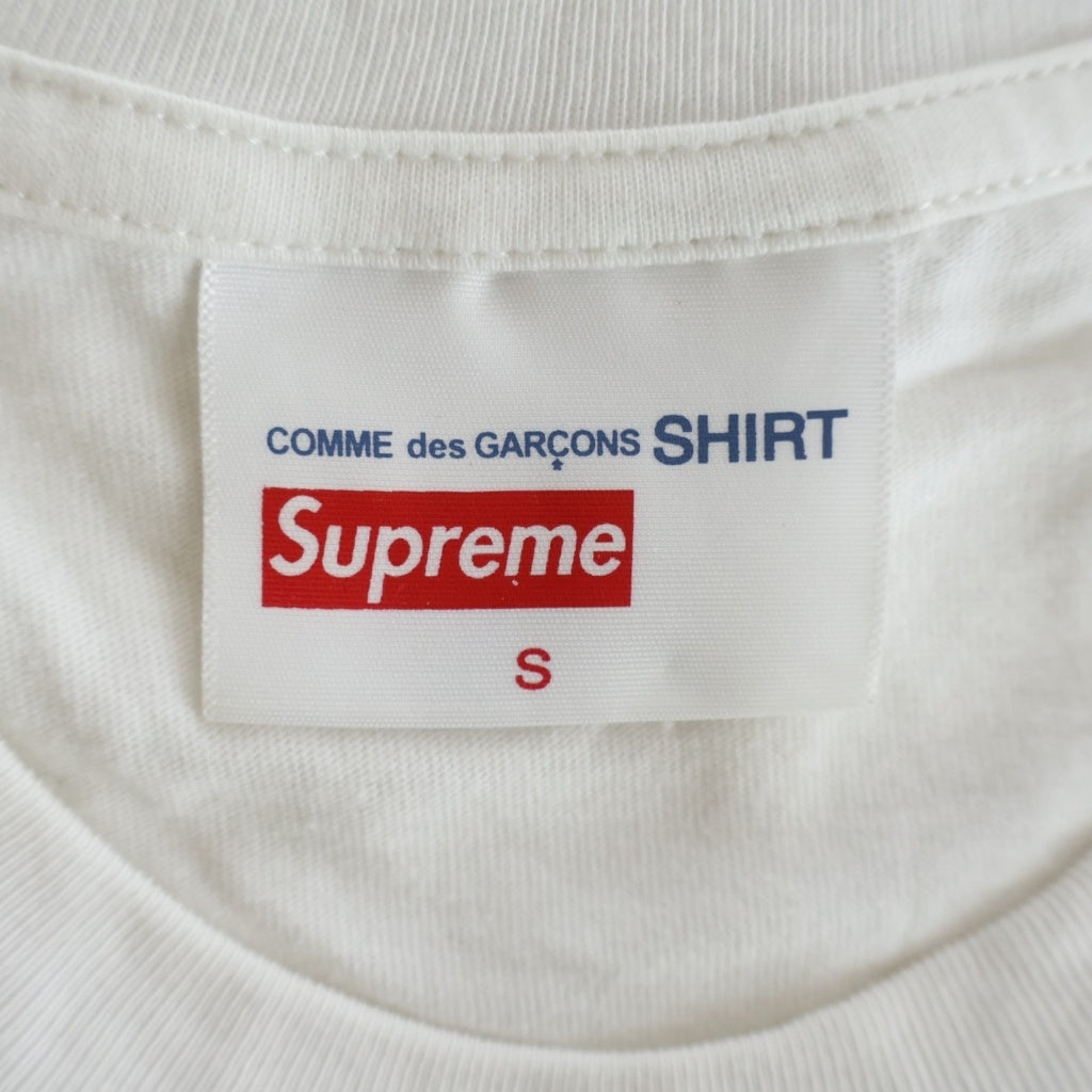 SUPREME(シュプリーム) 18AW ×COMME DES GARCONS SHIRT Split Box Logo Tee コムデギャルソンシャツ スプリットボックスロゴデザイン クルーネック 半袖Tシャツ カットソー ホワイト