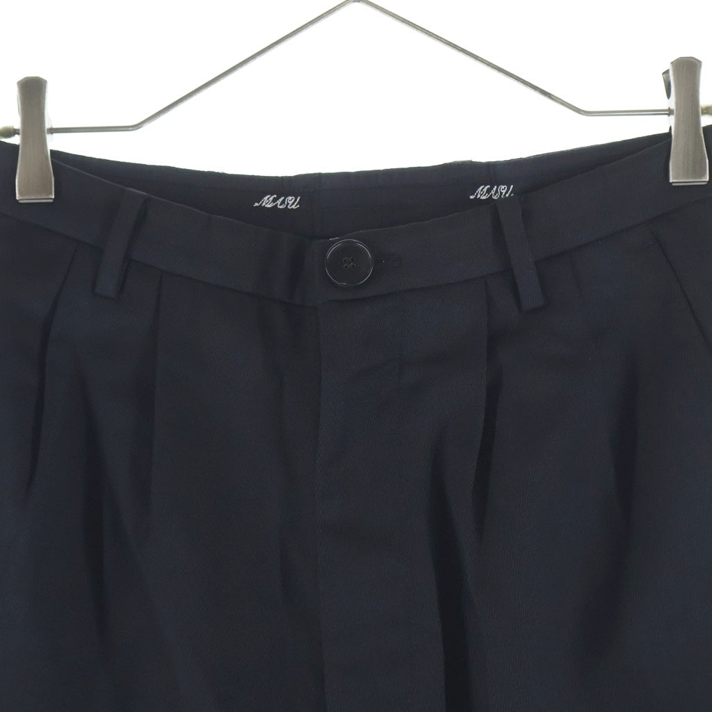 MASU(エムエーエスユー) 25AW TUCKED WIDE TROUSERS 2タック ワイド トラウザーズ スラックス ロングパンツ ブラック M25F9PL007